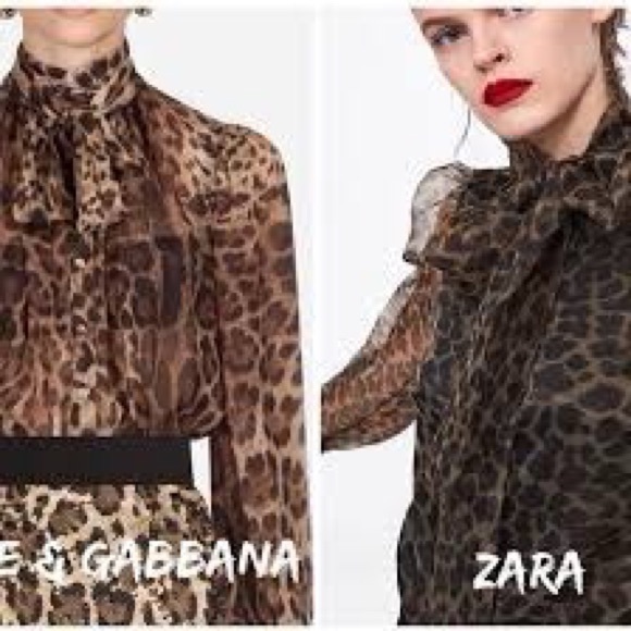 Zara ANIMAL PRINT Semi-Sheer BLOUSE W/TIE Neck LEOPARD CHEETAH BROWN/BLACK NEW - Picture 3 of 8